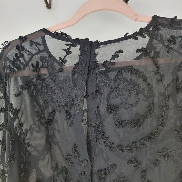 Unbranded dark romantic sheer blouse long angel sleeves - Picture 4 of 9